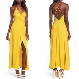 🛍️ LEITH Faux Wrap Maxi Mustard Yellow Dress - Size XL